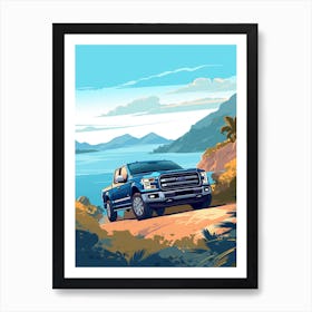 A Ford F 150 In Amalfi Coast, Italy, Car Illustration 1 Art Print