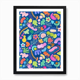 Playful Abstract Cobalt Blue Art Print