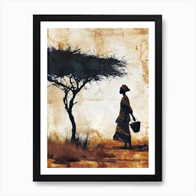 African Tribe Woman, Minimalism Art Print