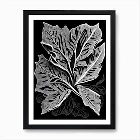 Spinach Leaf Linocut Art Print