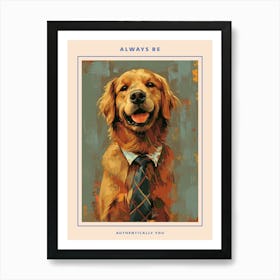 Kitsch Portrait Of A Golden Retriever In A Tie 2 Poster Art Print