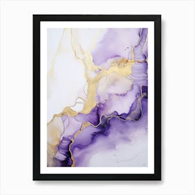 Lilac, Black, Gold Flow Asbtract Painting 5 Art Print