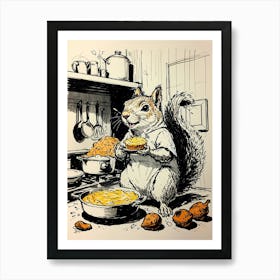 Squirrel In The Kitchen 2 Art Print