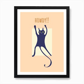 Funny Howdy Cat Affiche