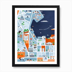 Wellington Map Art Print