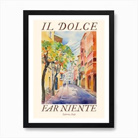 Il Dolce Far Niente Salerno, Italy Watercolour Streets 3 Poster Art Print