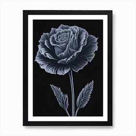 A Carnation In Black White Line Art Vertical Composition 60 Art Print