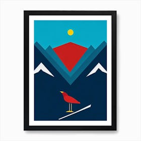 Snowbird, Usa Modern Illustration Skiing Poster Art Print