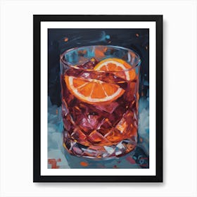 Negroni Cocktail Oil Painting 1 Art Print