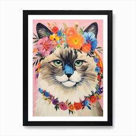 Birman Cat With A Flower Crown Painting Matisse Style 2 Art Print