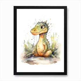 Baryonyx Cute Dinosaur Watercolour 1 Art Print