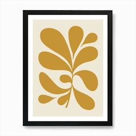 Minimal Abstract Matisse Leaf Cut-out - Ochre on Almond 2/2 Art Print