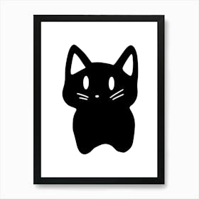 Black Cat Kawaii Cute Drawing Illustration Art Print