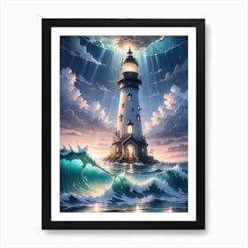 A Lighthouse In The Middle Of The Ocean 27 Art Print