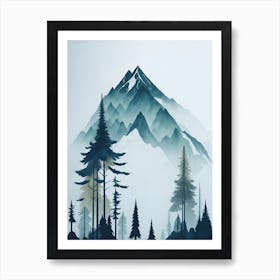 Mountain And Forest In Minimalist Watercolor Vertical Composition 332 Art Print