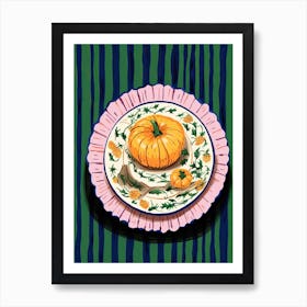 A Plate Of Pumpkins, Autumn Food Illustration Top View 30 Art Print