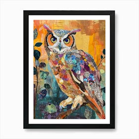 Kitsch Colourful Owl Collage 5 Art Print