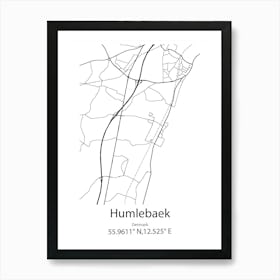 Humlebaek,Denmark Minimalist Map Art Print