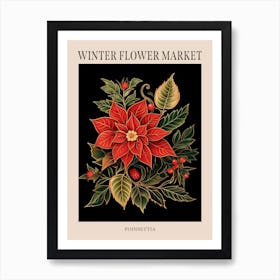 Poinsettia 3 Winter Flower Market Poster Art Print