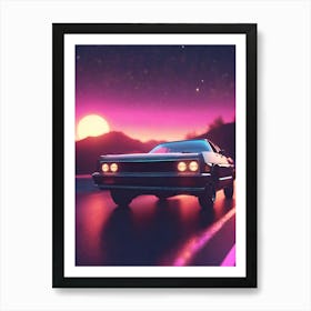 Car On The Road At Night Art Print