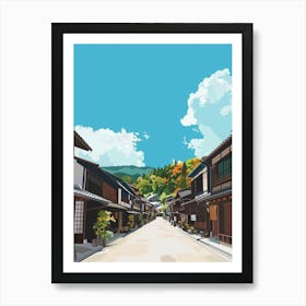 Takayama Old Town Japan Colourful Illustration Art Print