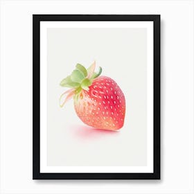 A Single Strawberry, Fruit, Pastel Watercolour Art Print