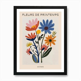 Spring Floral French Poster  Asters 2 Art Print