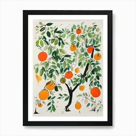 Persimmon Fruit Drawing 3 Art Print