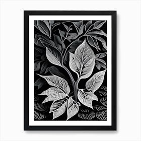 Tea Leaf Linocut 3 Art Print