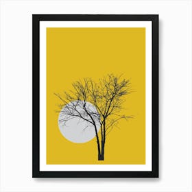 Abstract Shapes and Tree Print Yellow Art Print
