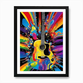 Dark Rainbow Acoustic Guitar Art Print