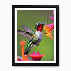 Male Ruby Throated Hummingbird-Reimagined 14 Art Print