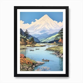 Kamikochi In Nagano, Ukiyo E Drawing 4 Art Print