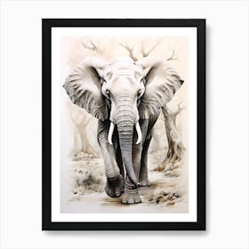 Whispering Leaves The Jungle Elephant Art Print