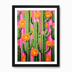 Mexican Style Cactus Illustration Ladyfinger Cactus 4 Art Print