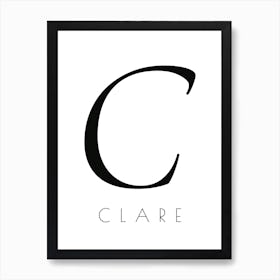 Clare Typography Name Initial Word Art Print