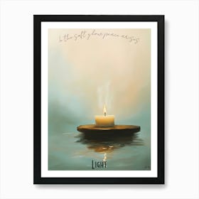 Tranquil Candle Meditation, soft palette watercolor minimalist Calm Poster Art Print