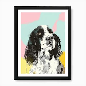 Springer Spaniel Dog Pastel Line Illustration  1 Art Print