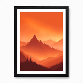 Misty Mountains Vertical Composition In Orange Tone 266 Art Print