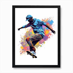 Skateboarding In Cape Town, South Africa Gradient Illustration 4 Art Print