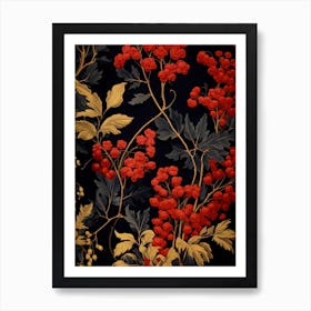 Mahonia 2 William Morris Style Winter Florals Art Print