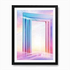 Geometric Portal Swirled With Dreamy Abstract Pastel Sky Prismatic Refractions Within Sleek Shar (1) Art Print