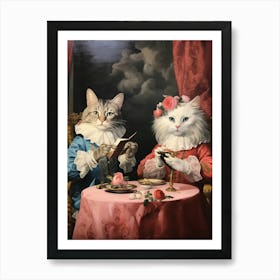 Cats At A Medieval Afternoon Tea Art Print
