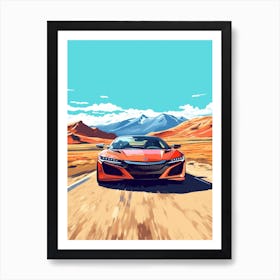 A Acura Nsx In The Andean Crossing Patagonia Illustration 3 Art Print