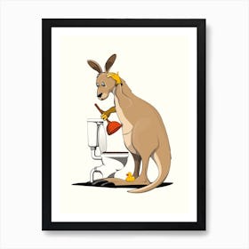 Kangaroo Cleaning Toilet Art Print