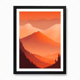 Misty Mountains Vertical Composition In Orange Tone 199 Art Print