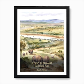 Addo Elephant National Park South Africa Watercolour 1 Art Print