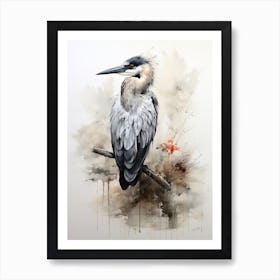 Pelican, Japanese Brush Painting, Ukiyo E, Minimal 4 Art Print