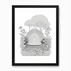 Beehive In A Garden 6 Vintage Art Print