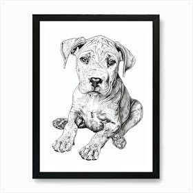 Dogo Argentino Dog Line Sketch 1 Art Print